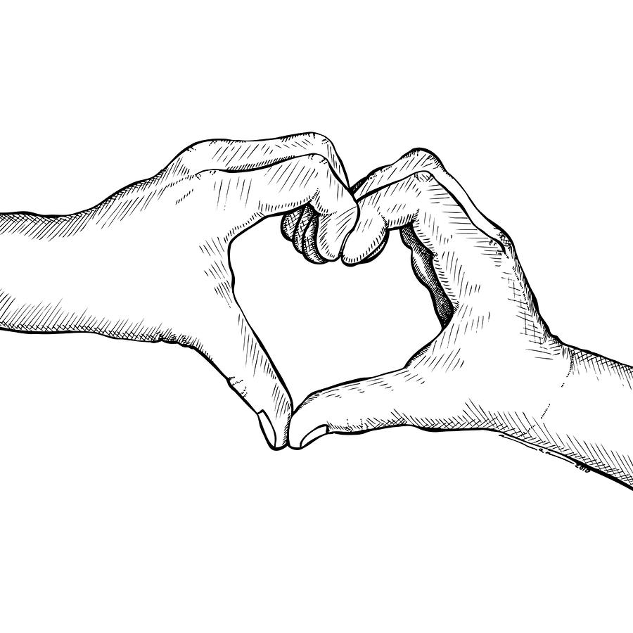 Simple Love Drawing Sketch with Realistic