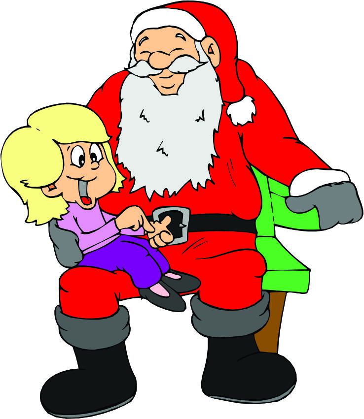 Cartoon Santa Leaning Against A Merry Christmas Sign By Ron Leishman