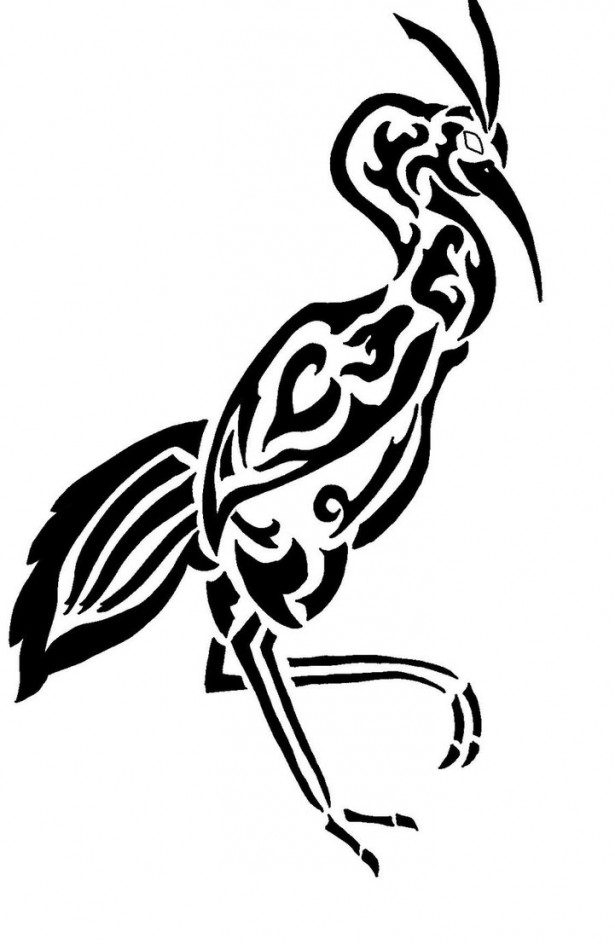 Black Ink Tribal Bird Tattoo Design