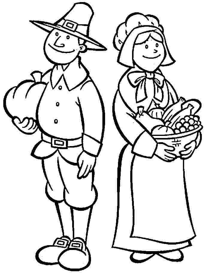 Thanksgiving Pilgrim Coloring Pages Printable Free For Kids & Boys #
