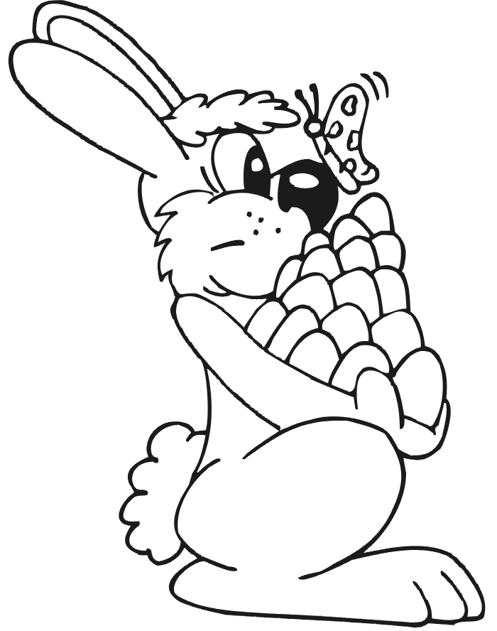 Easter Bunny Coloring Page | A Bunny Carrying Lots of Eggs