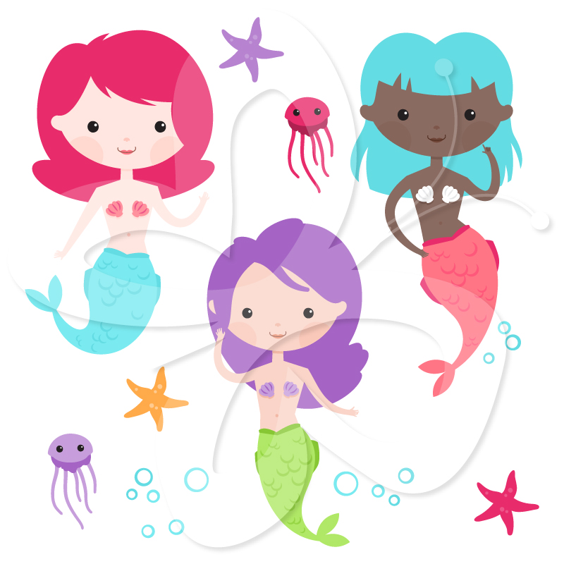 Mermaid Clipart Set - Creative Clipart Collection