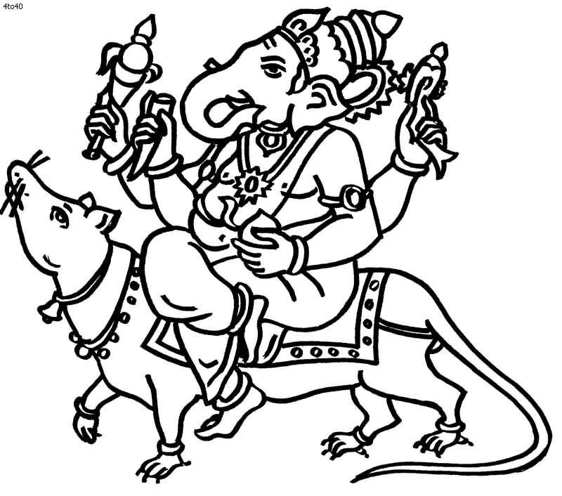 Lord Ganesh Outline Graphic