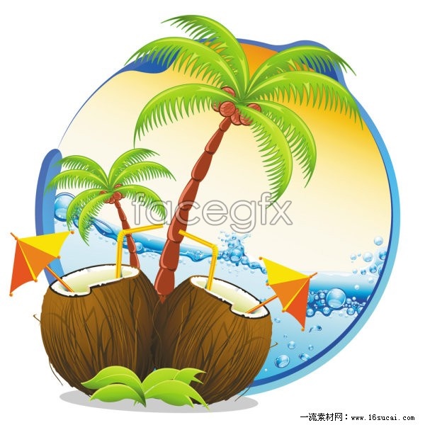 Cartoon summer coast landscape vector graphics | Vector landscape