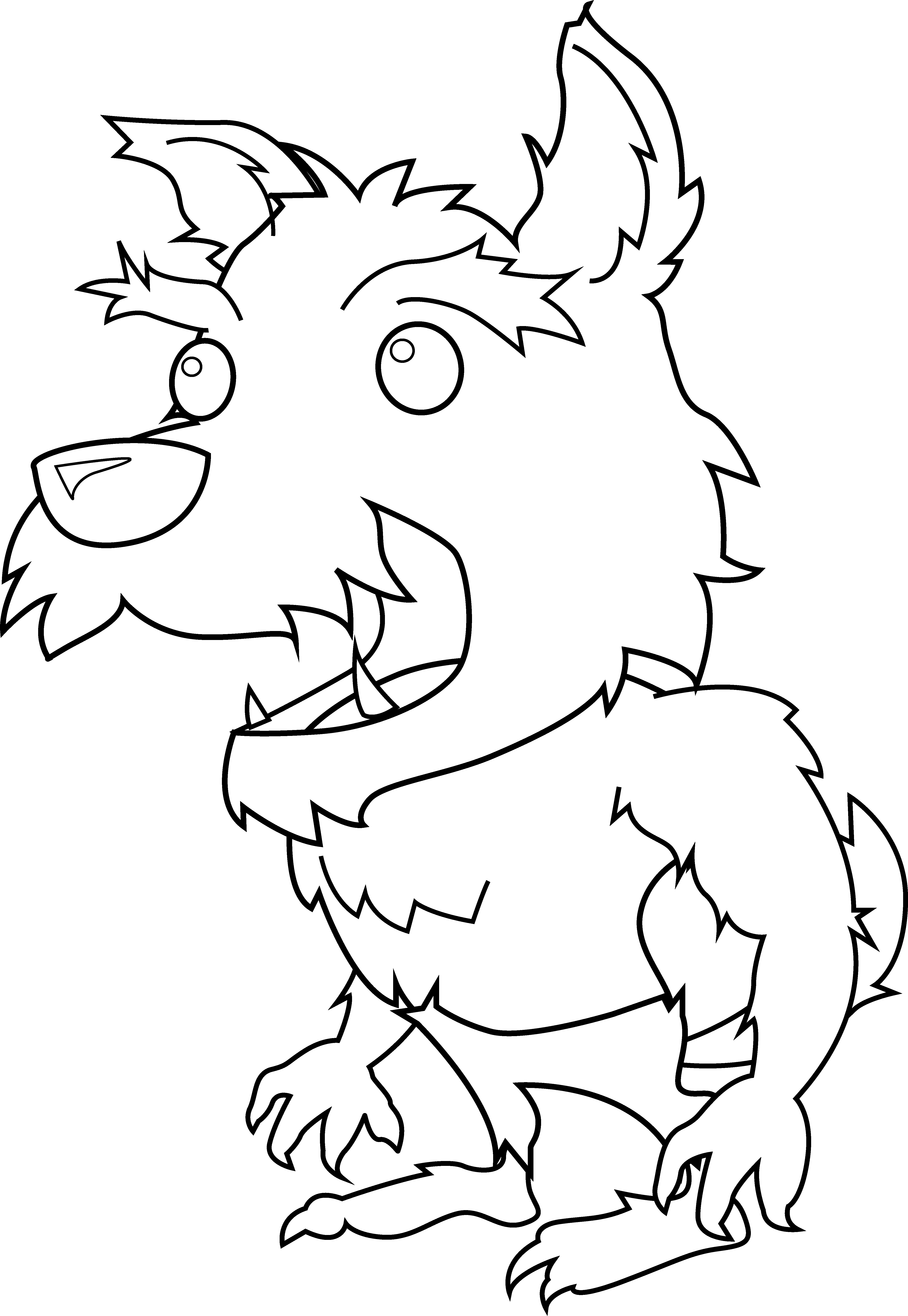 Scary Little Werewolf Coloring Page - Free Clip Art