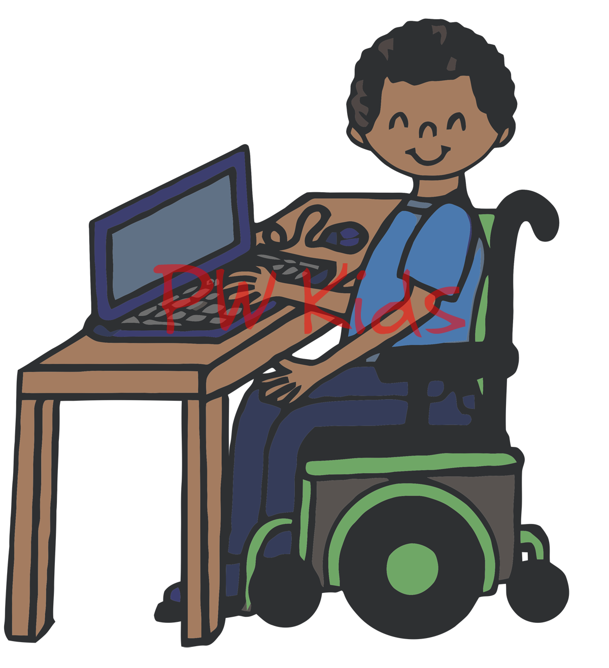 Inclusive Disability Clip Art - Boy in Wheelchair Using a Computer ...