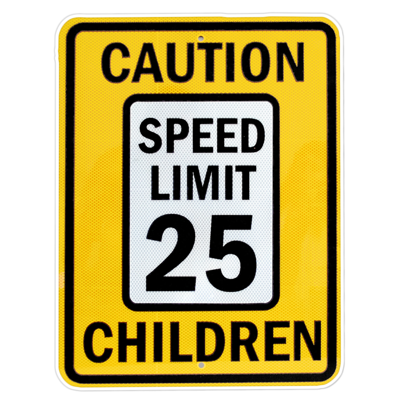 Speed Limit Sign, Caution Children Sign & 25 MPH Sign, SKU: K-