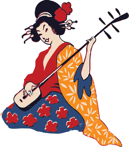 Geisha Playing Shamisen clip art Free Vector / 4Vector