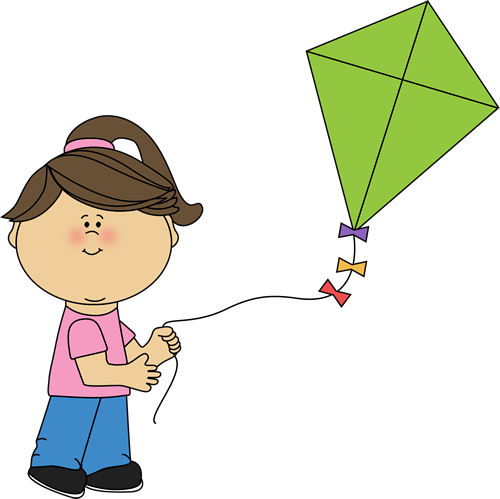 Girl Flying a Kite Clip Art - Girl Flying a Kite Image