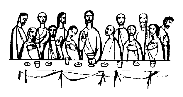 Last supper drawing art pictures of Jesus Christ with twelve apostles