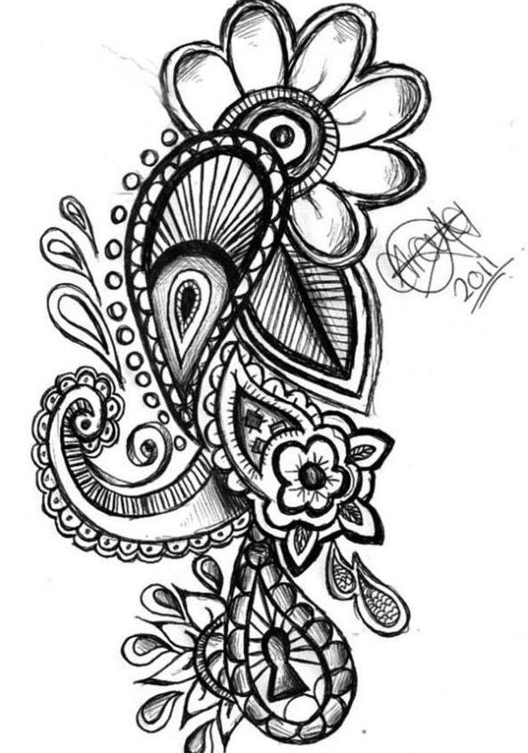 Paisley Skull Tattoo Vector Illustration | StockPodium - Image ...