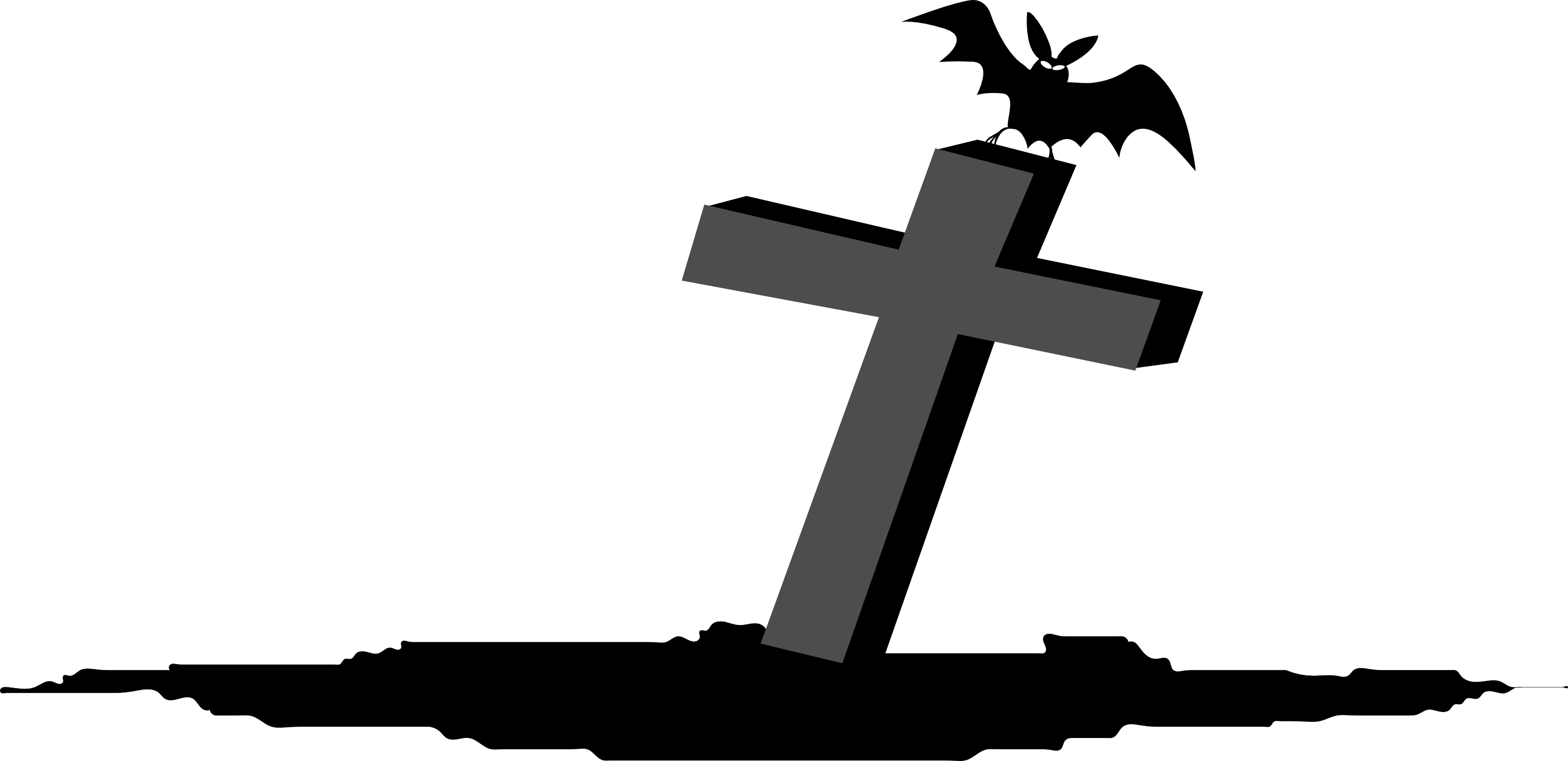 Bat On Tombstone - Free Halloween Vector Clipart Illustration by ...