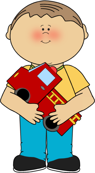 Boy with a Firetruck Clip Art - Boy with a Firetruck Image