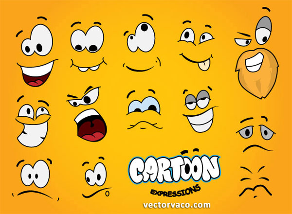 Cartoon Facial Expressions Free Vector | Download Free Vector Graphics
