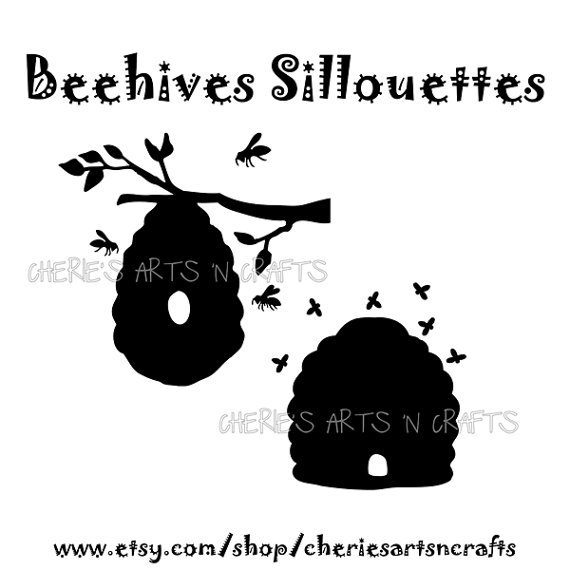Beehive Silhouettes Silhouettes Bees Beehive by CheriesArtsnCrafts
