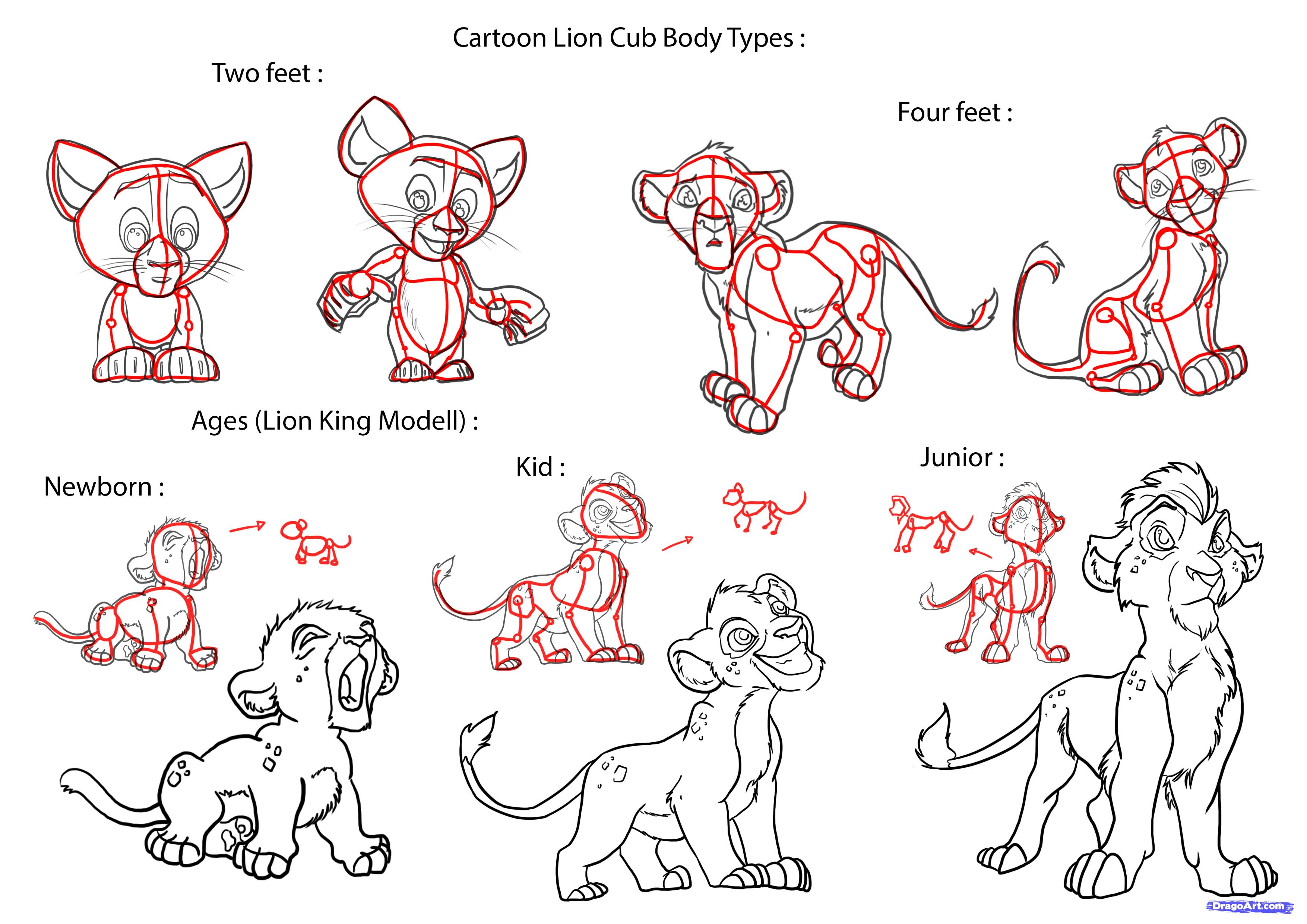 Learn How to Draw Lion Cubs, safari animals, Animals, FREE Step by ...