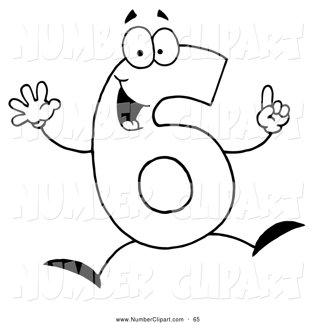 Clip Art of a Friendly Outlined Number 6 Six Guy over White by Hit ...