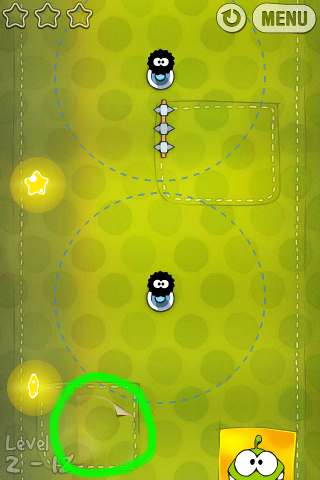Cut The Rope" and "Pudding Monsters": Locations of Om Nom Drawings