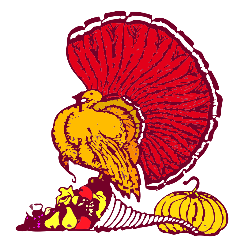 Clipart - Thanksgiving turkey and harvest