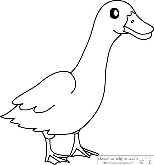 Animals : duck-orange-beak-black-white-outline-914 : Classroom Clipart