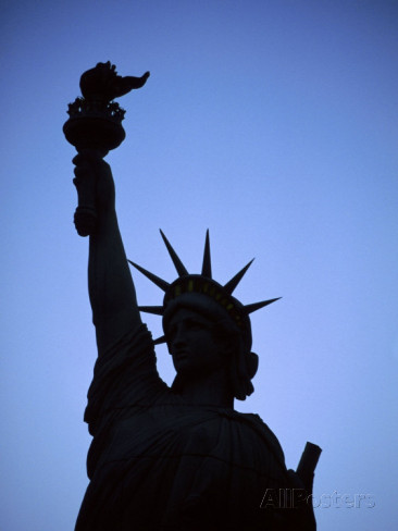 Silhouette of Statue of Liberty, New York City, New York, USA ...