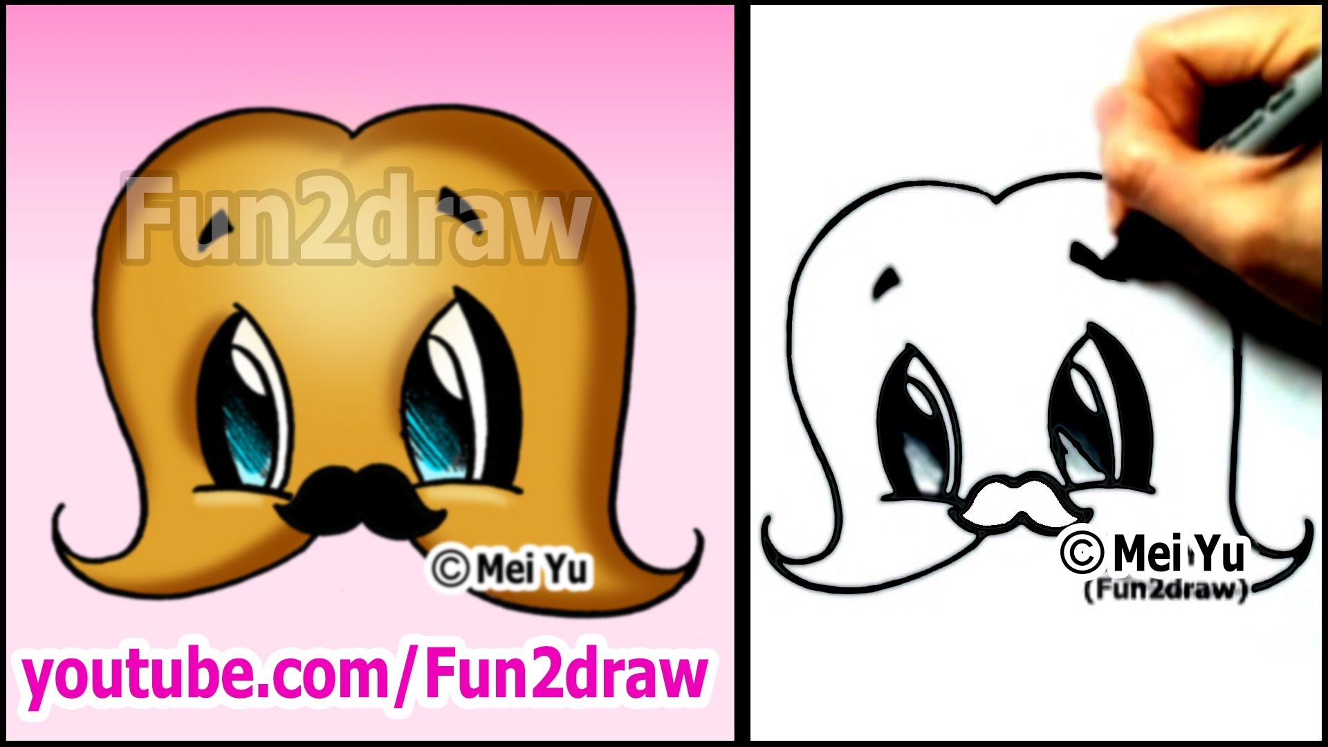 MUSTACHE with a MUSTACHE! - cute cartoon drawing (Art Lesson ...