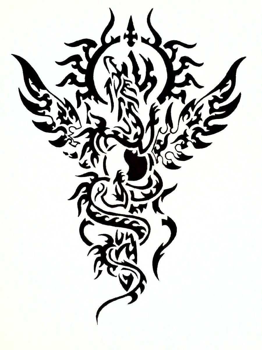 Dragon Tattoo In Black And White - ClipArt Best