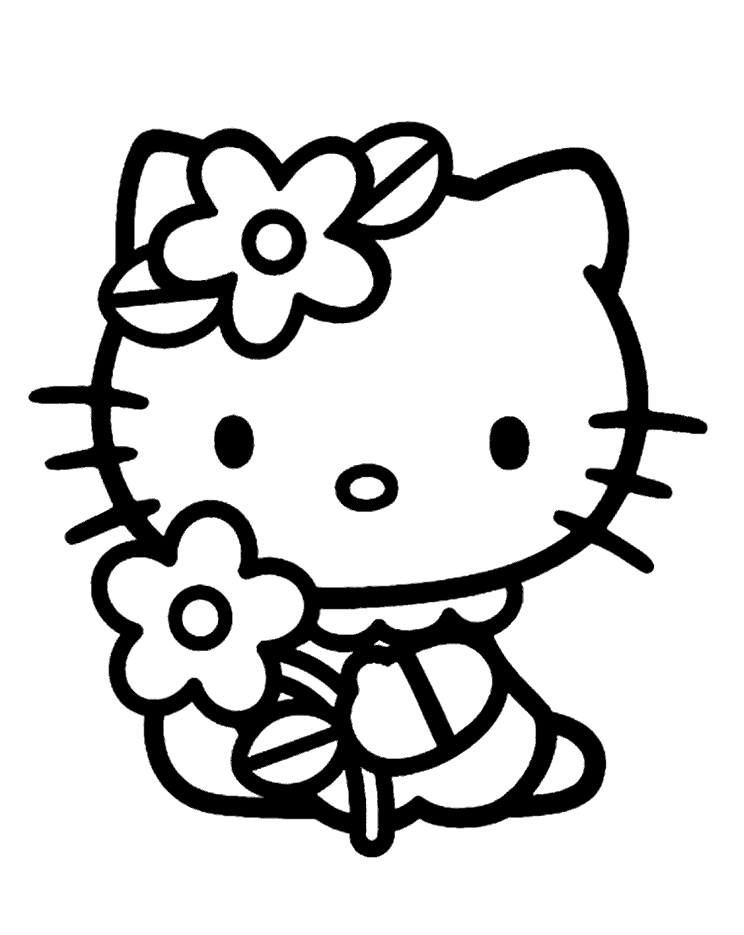 Hello kitty flowers coloring pages for kids printable free ...