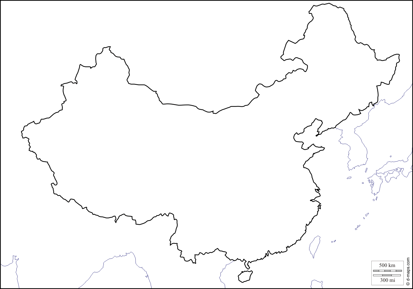 China: free map, free blank map, free outline map, free base map ...