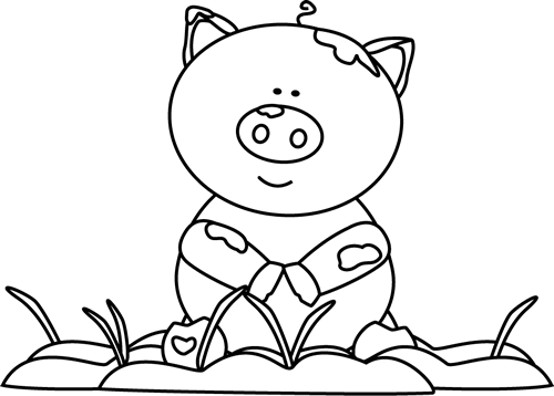 clipart pig black and white - photo #45