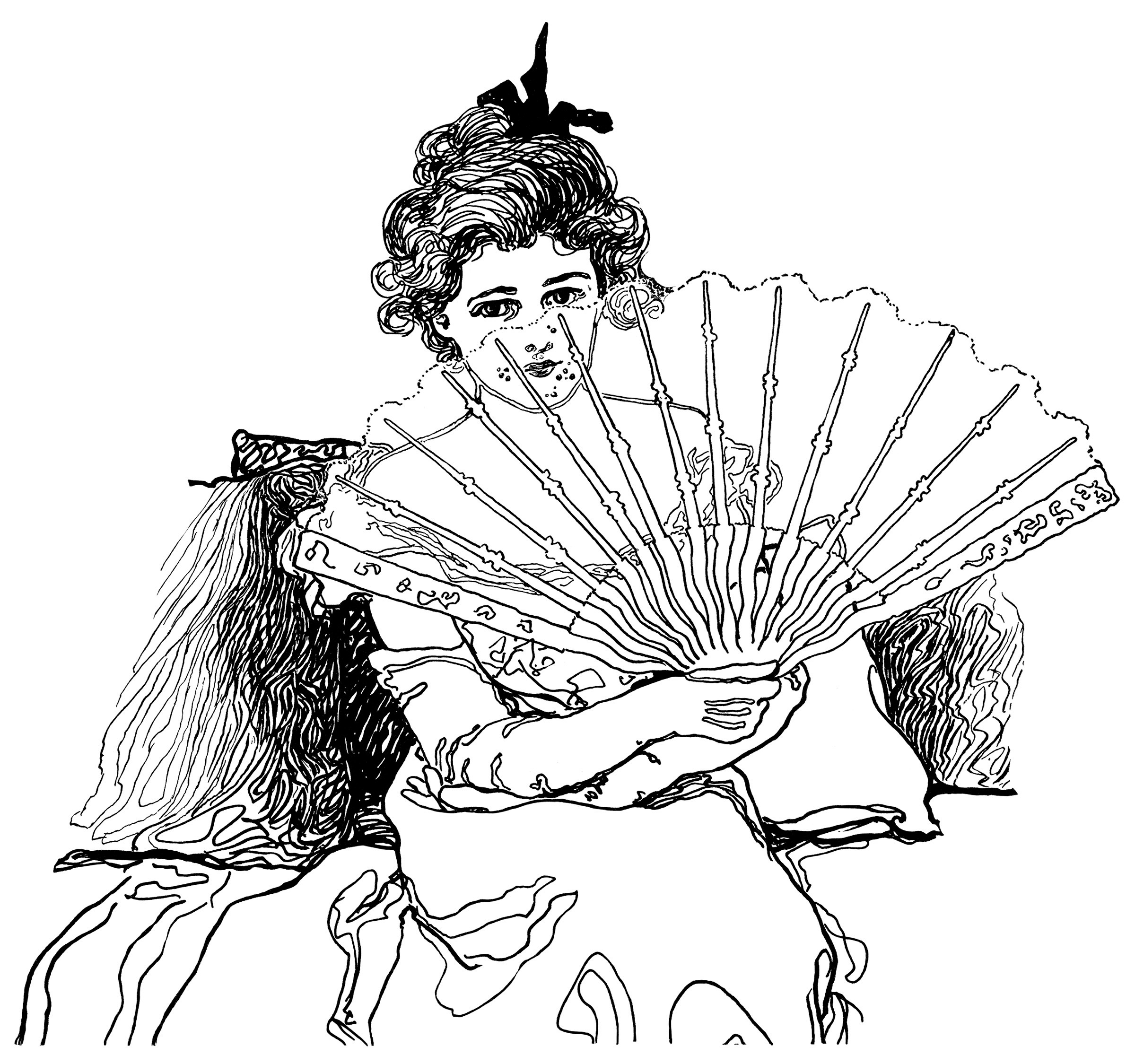Victorian Lady Holding Fan ~ Free Clip Art | Old Design Shop Blog