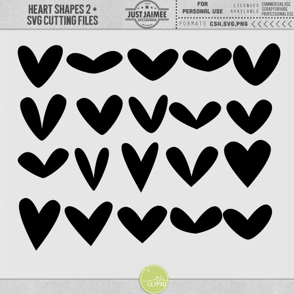 Heart Shapes 2 + SVG cutting files by Just Jaimee