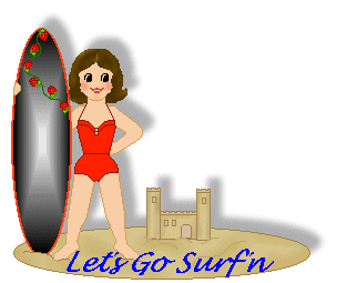 Summer Clip Art - Girls With Surfboards - Sand Castles