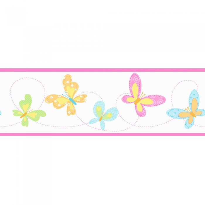 Buy Fine Decor Butterfly Hoopla Wallpaper Border Pink / White