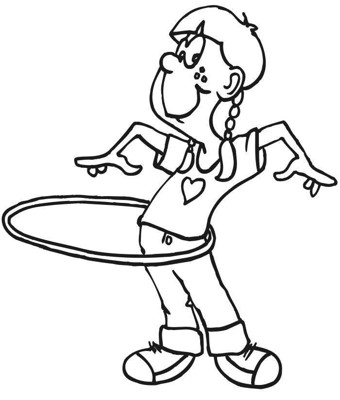 hula hoop girl Colouring Pages
