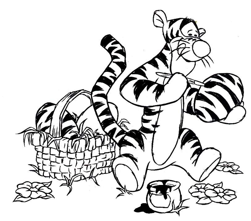 Disney Cartoon Tiger Doing Paint On Vase Coloring Pictures ...