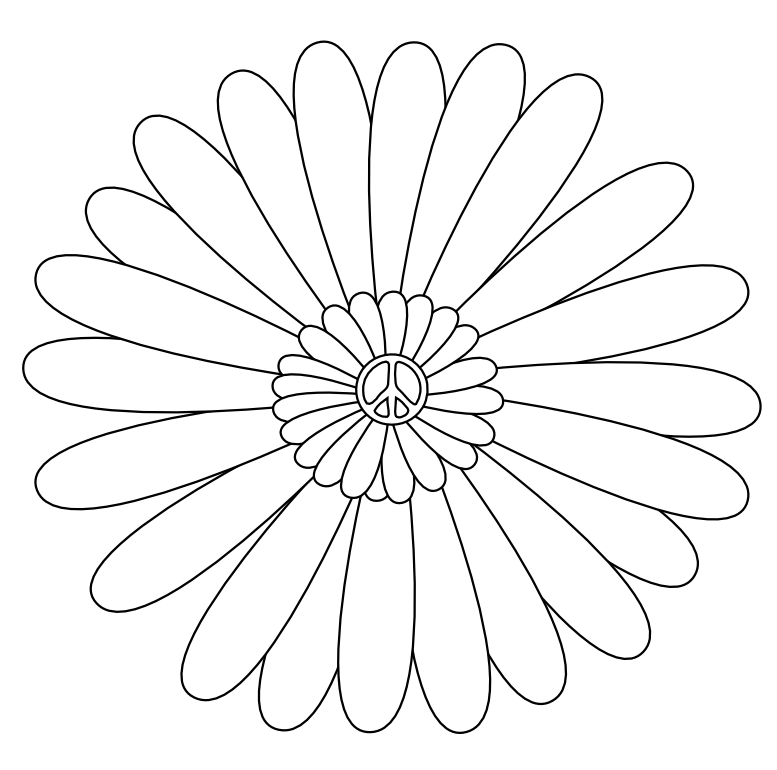 Peace Symbol Peace Sign Flower 55 Black White Line Art Tattoo ...