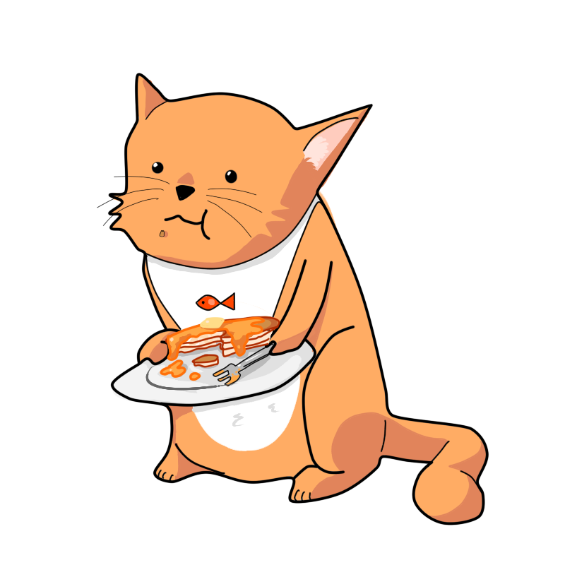 Cat eating pancakes by GorktheOrk on deviantART