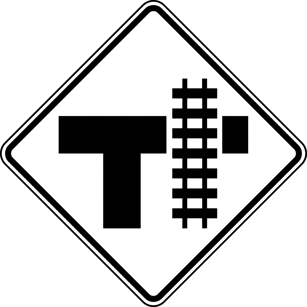 Highway-Rail Grade Crossing Advance Warning T-Intersection, Black ...
