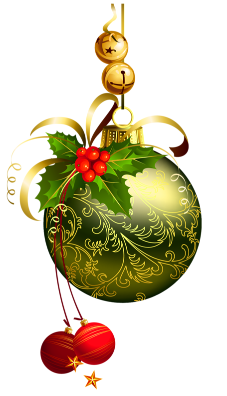 Green Transparent Christmas Ball with Mistletoe Clipart Picture