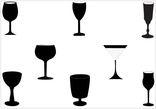 Wineglass silhouette vector Graphics packSilhouette Clip Art