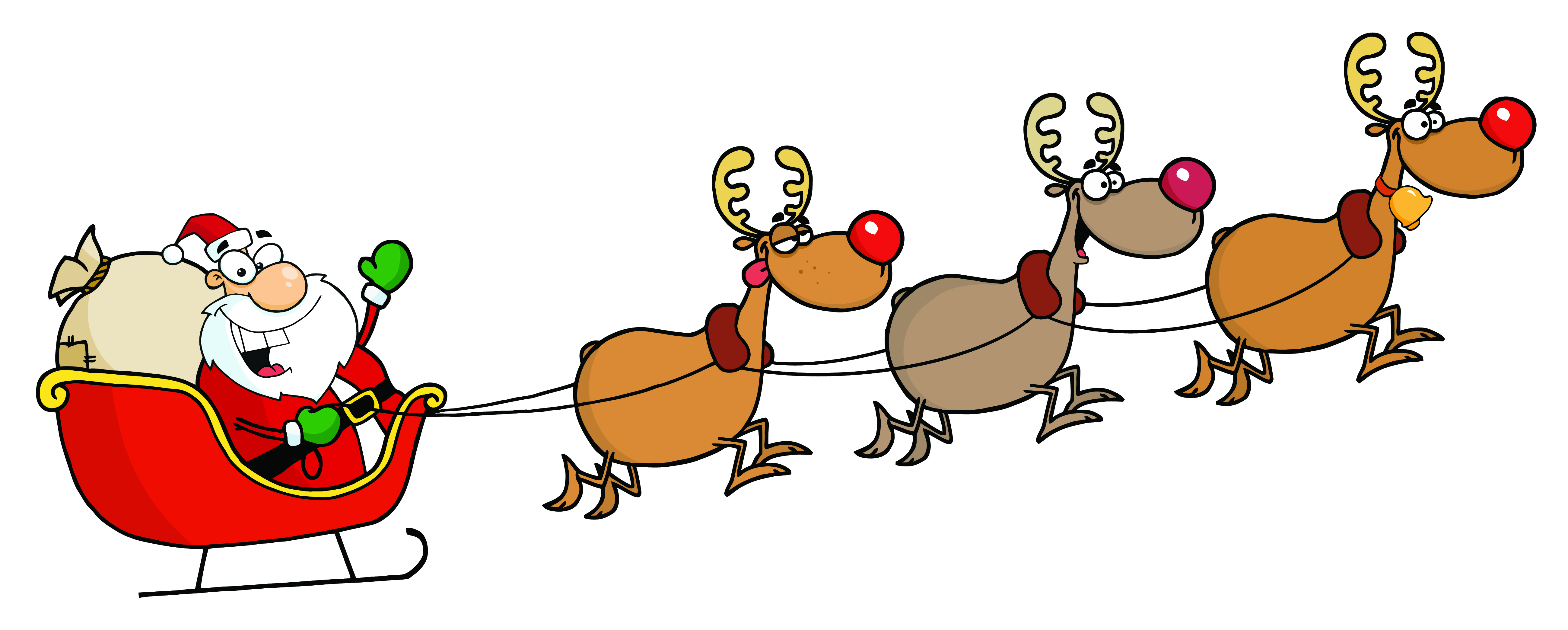 Cartoon santa claus and elk vector Free Vector / 4Vector