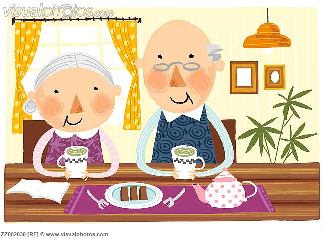 Elderly couple taking breakfast [ZZ082038] > Stock Photos ...
