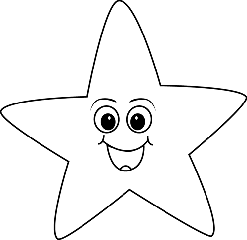 Black and White Happy Face Star Clip Art - Black and White Happy ...