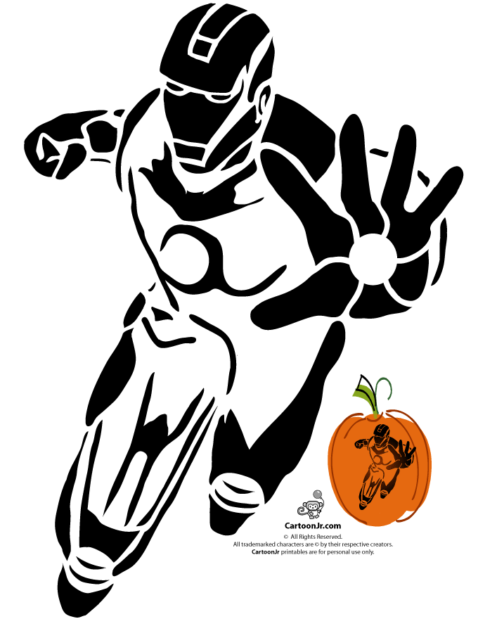 Iron Man Avengers Pumpkin Carving Template | Cartoon Jr.