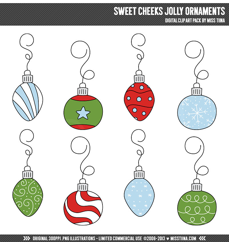 Sweet Cheeks Jolly Ornaments Digital Clipart Clip Art by MissTiina