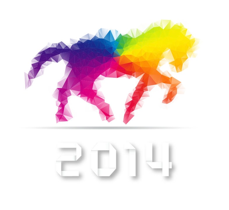 2014 Year with Colorful Horse Vector Illustration | Free Vector ...