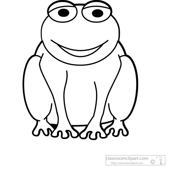 Animals : cute_green_frog_outline_04A : Classroom Clipart