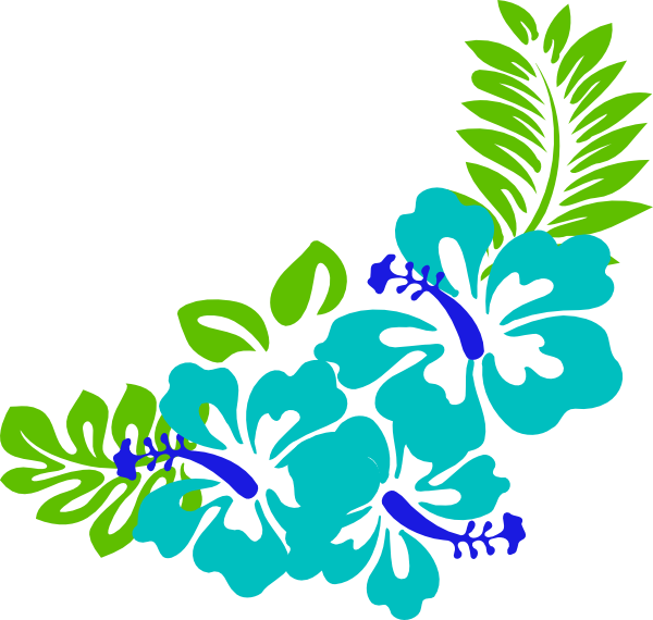 Blue Green Tropical Flowers clip art - vector clip art online ...