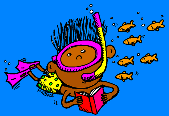 underwater reader (in color) - Clip Art Gallery